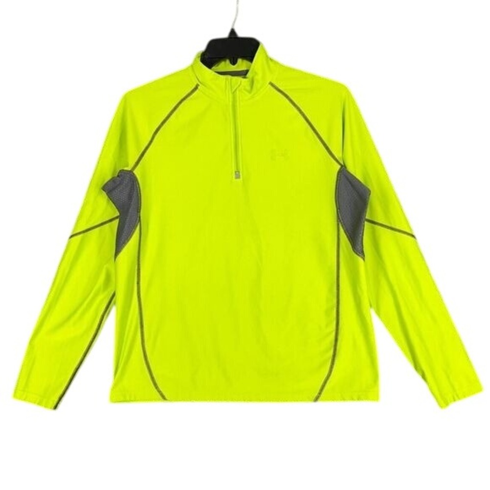 Under Armour Shirt Mens Medium Green Coldgear 1/4 Zip Performance Tech